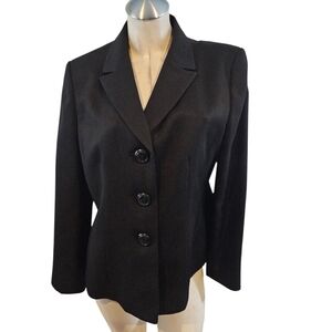 Le Suit Size 12 Black Blazer Herringbone Pattern